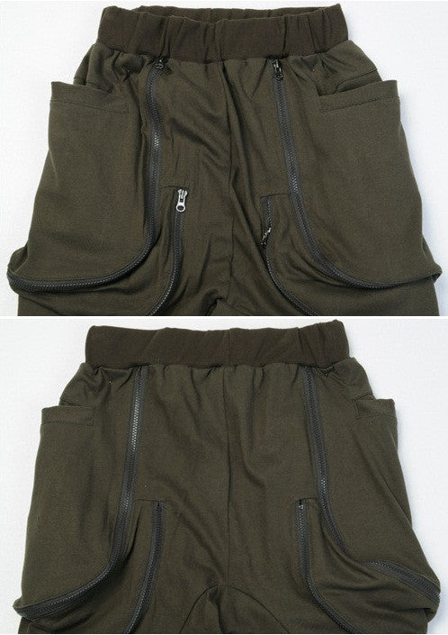 Asymmetric Extravagant Black Loose Casual Drop Crotch Harem Pants -BB205