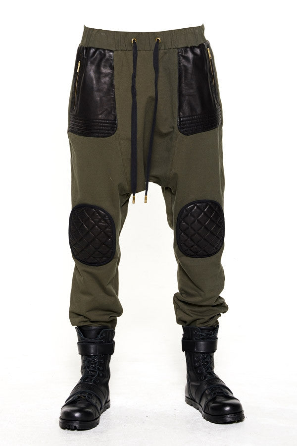 Future Moto Pants With Faux Leather Knee Patches and Two Silver Zip Leather  Pocket
