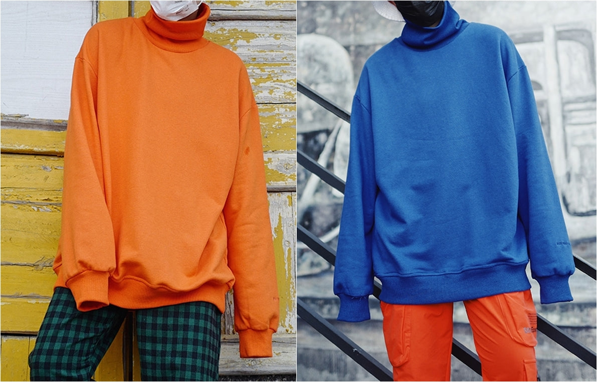 Neon Winter Couple OVERSZIE High Collar Sweater / Harajuku Style Loose