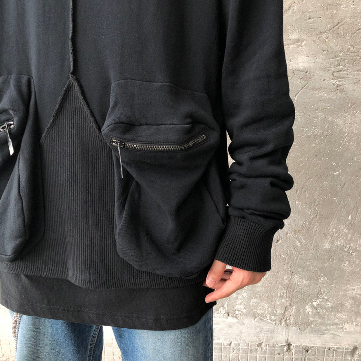 Men's Oversized Double Pocket Drop Shoulder Pullover Sweater