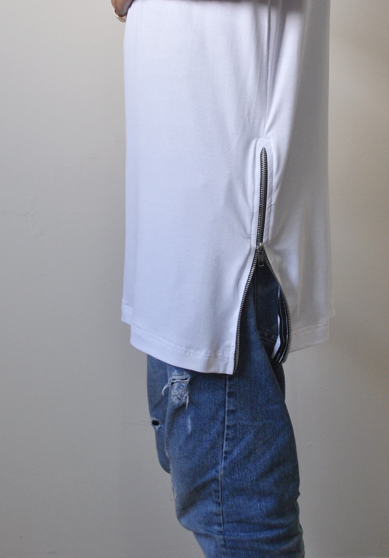 Essentials Extended Side Zipper YKK Drop T Shirt Side Zipup Viscose Ts –  Ofelya Boutique