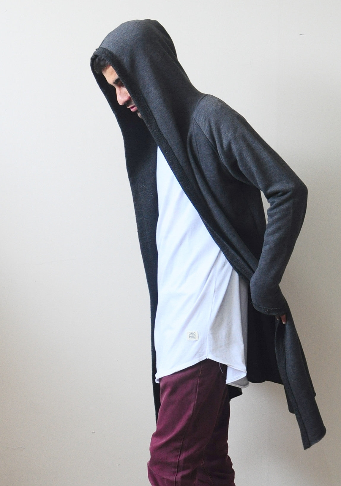 Men's Long Cardigan With Hood / Glove Sleeves – Ofelya Boutique