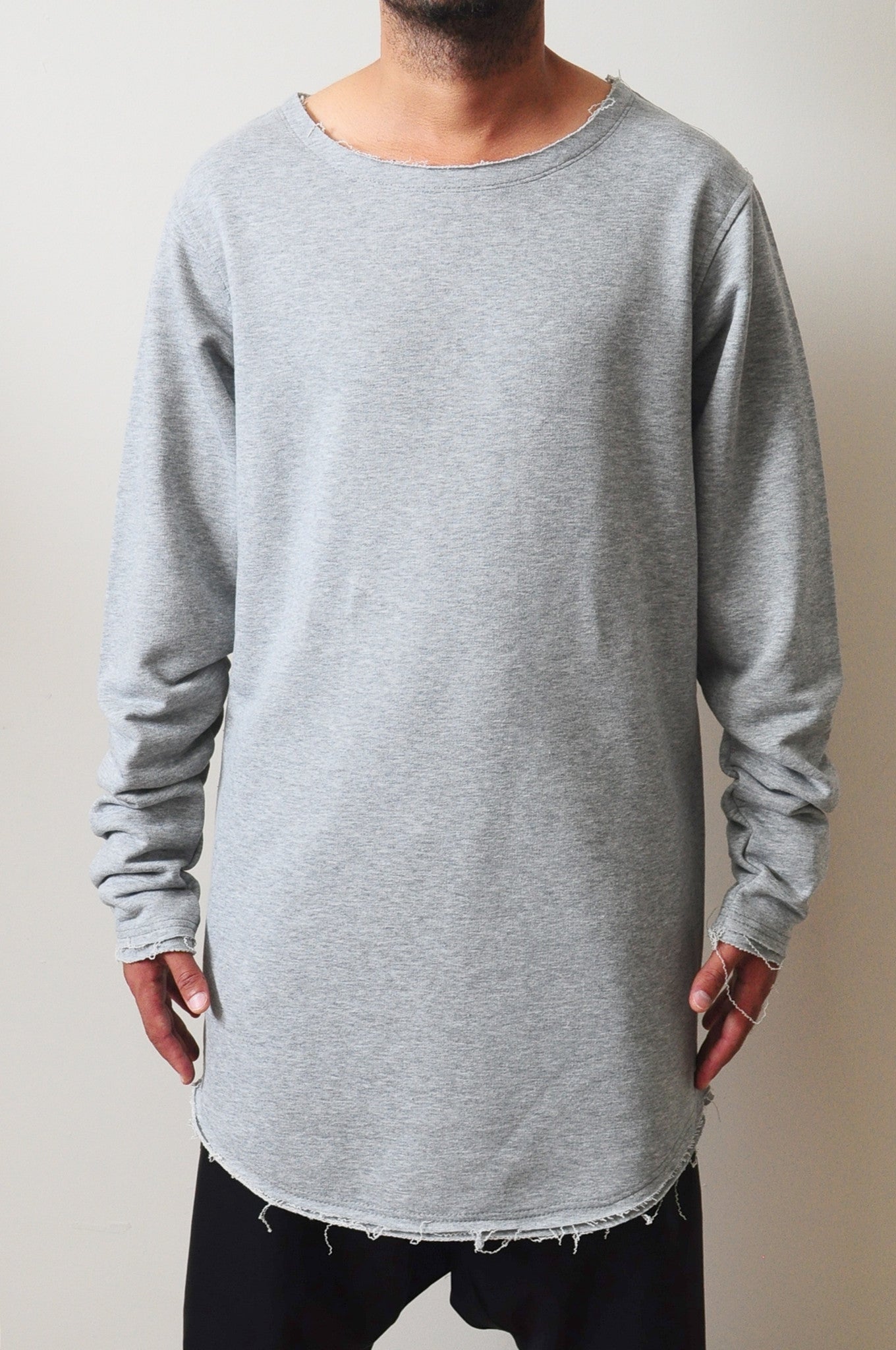 Men's Streetwear Long Sleeve Essentials Wide Neck Jersey Pullover