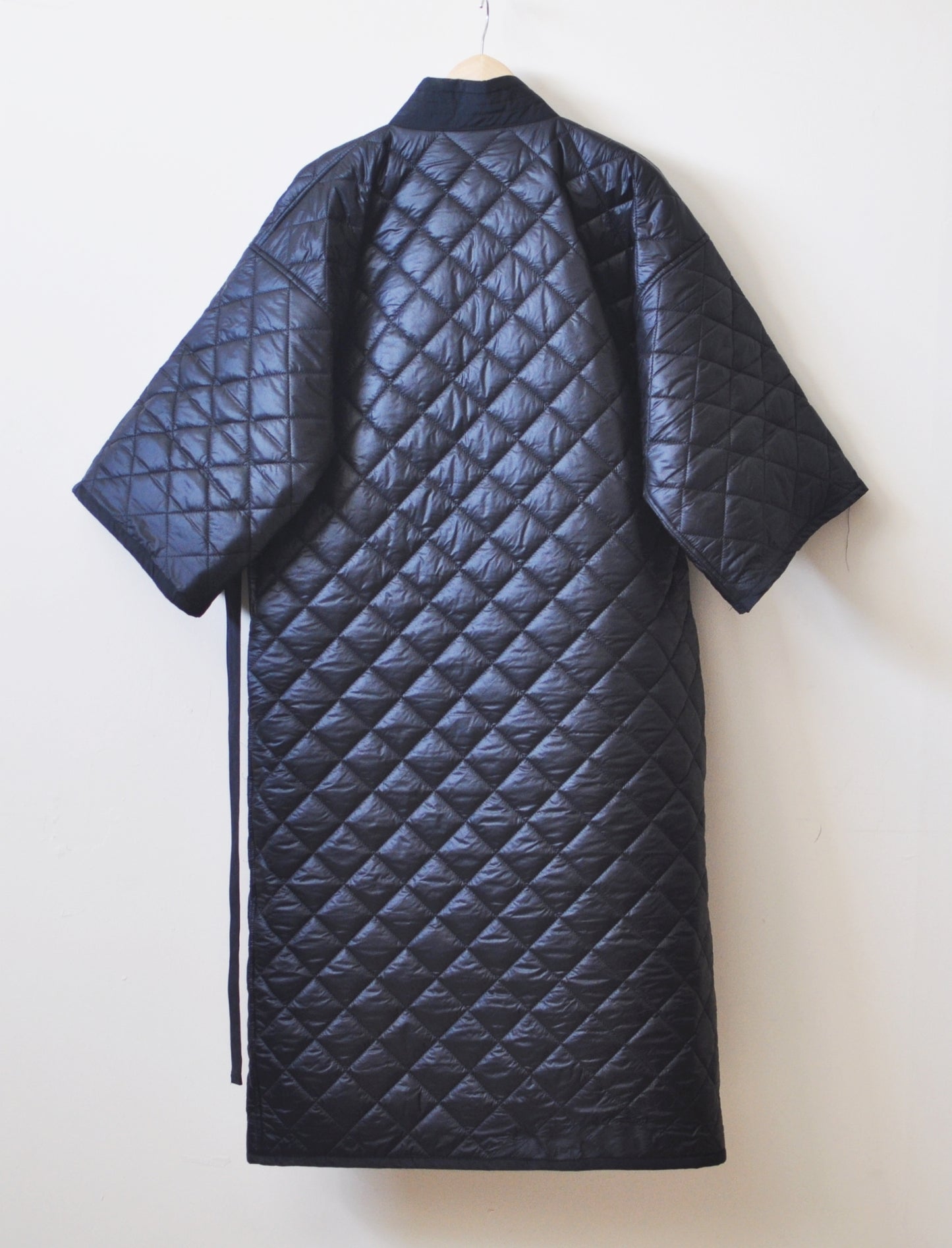 Winter V-Collar Three-quarter Sleeve Kimono /Bandage Padded Coat Quilted Overlong Coat / Loose Over the Knee Long Jacket / Kaftan Maxi Dress