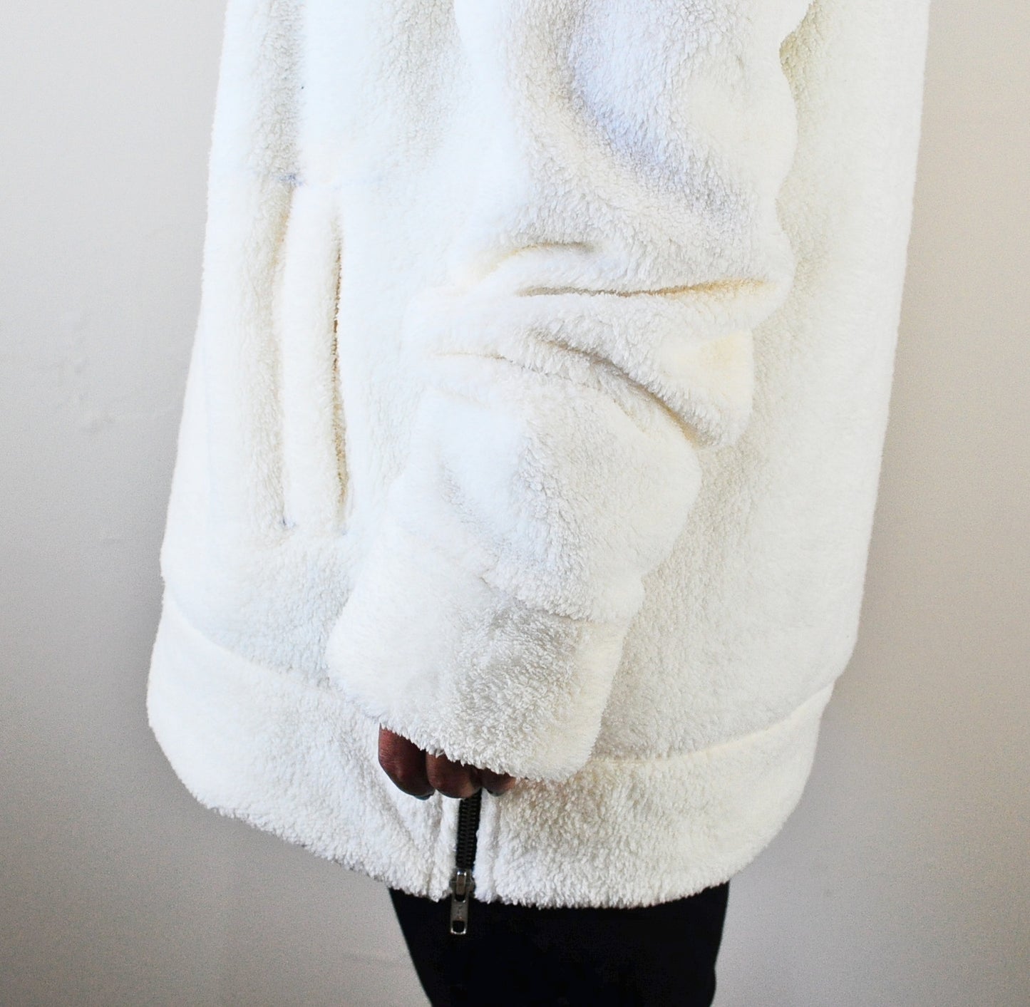 Raf Bubble Furry Side YKK Zip-up Hoodie -Unisex Zipper Warm Sherling Sweatshirt Winter