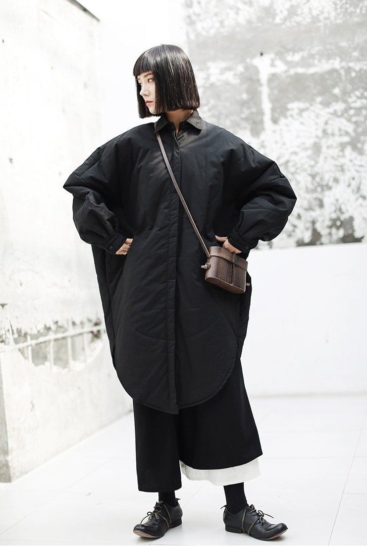 Dark Wind Japanese Loose Shirt Dress Mid-Length Cotton Coat Kimono Jacket