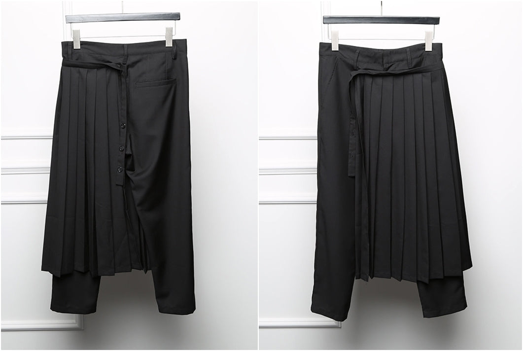 Detachable Wrap Skirt Layer Suit Pants / Pleated Skirt – Ofelya Boutique