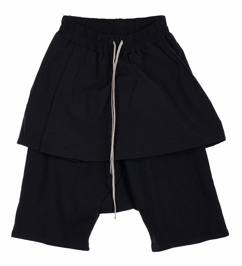 Men's Cargo Short Poplin Skirt and Jersey Shorts / Skirt Layered Shorts