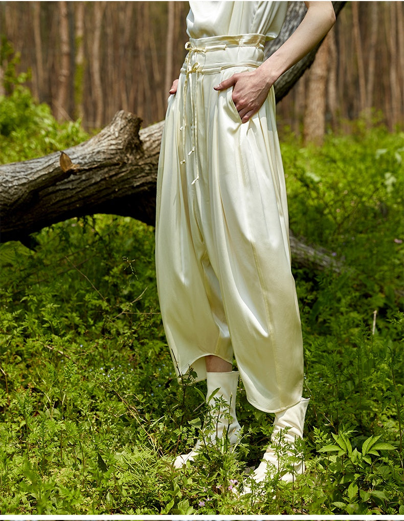 Solid Color High Waisted Satin Harem Pants | High waisted dress pants, Pants  for women, Fashion pants