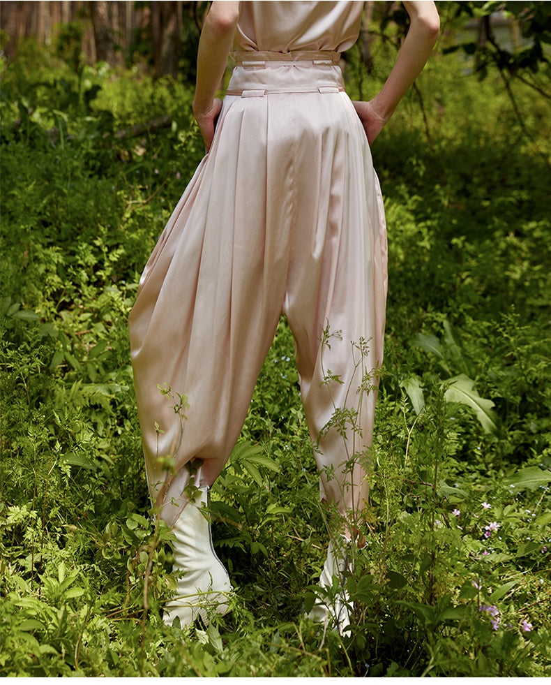 SILK DROP CROTCH HAREM TROUSERS main image 0