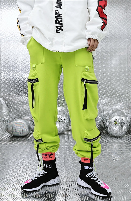 Fluorescent Multi-Pocket Sports Pants Jogger / Men's Trend Casual Pants ACW