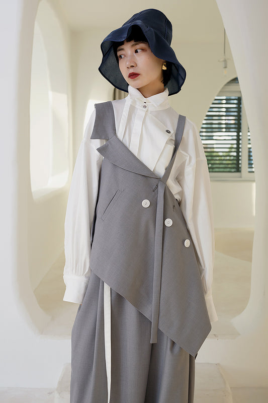 Inclined Suit Shawl Decorative Camisole Niche Asymmetric Cut Top