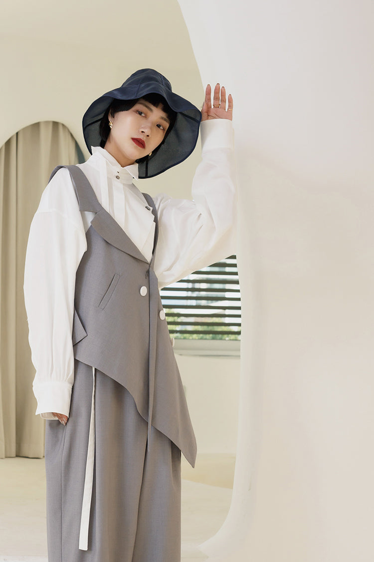 Inclined Suit Shawl Decorative Camisole Niche Asymmetric Cut Top