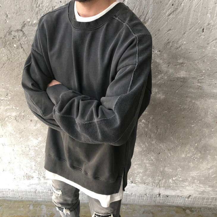 Men Oversized Reverse Stitching Drop Shoulder Pullover Sweatshirt