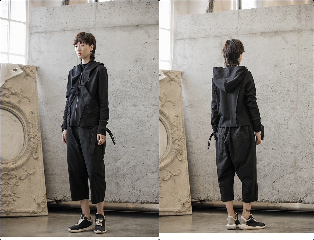 Autumn Dark Style Hoodie Korean Cut Edge Design Short Casual Women Sweater Coat