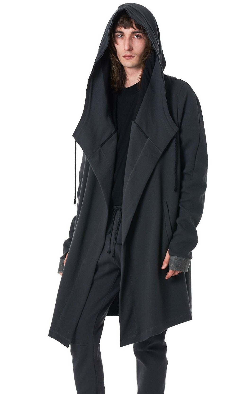 Long hooded men's cardigan online