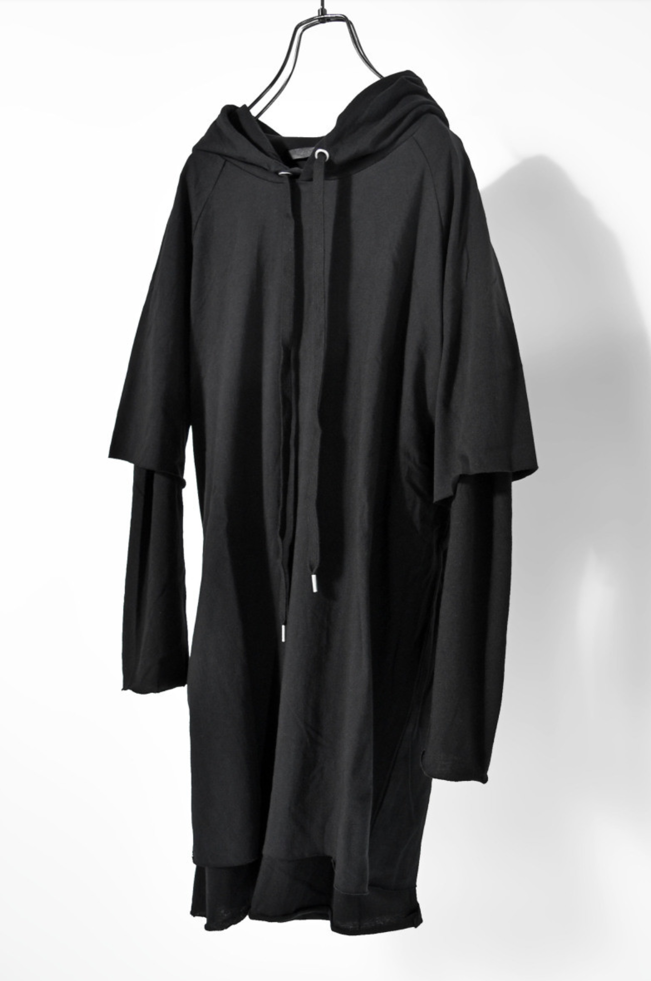 Oversized Hoodie With Double Sleeve In Charcoal Marl