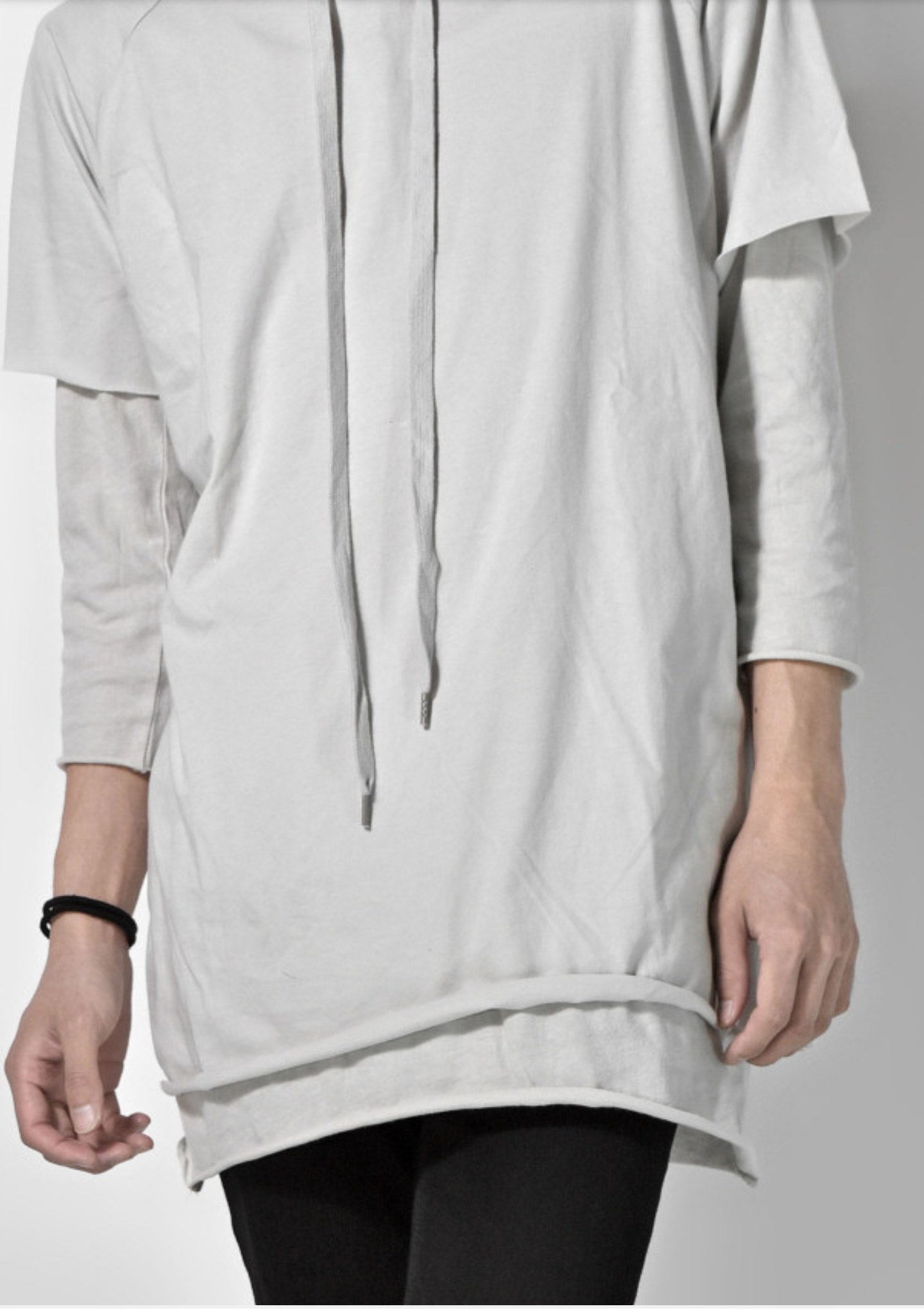 Oversized Hoodie With Double Sleeve In Charcoal Marl