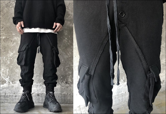 Multi Side Pockets Asymmetric Ripped Look Casual Sweatpant /Jogger