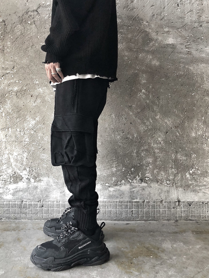 Multi Side Pockets Asymmetric Ripped Look Casual Sweatpant /Jogger