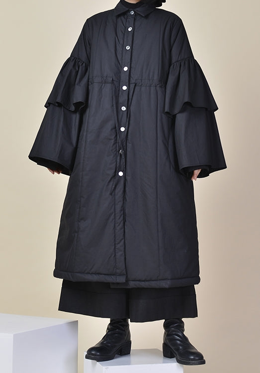 Winter Loose Asymmetric Cut Long Padded Flared Sleeve Kimono Jacket / Japanese