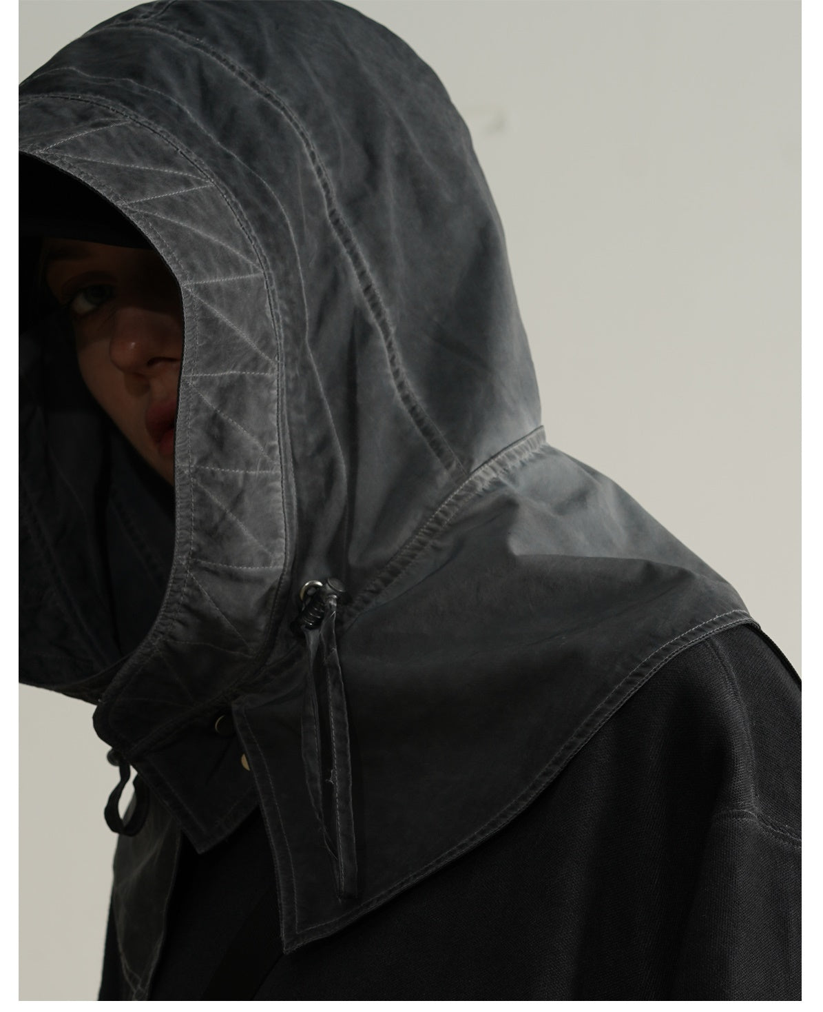 Men Dirty Dyed Stitching Split Hooded Sweater Hoodie