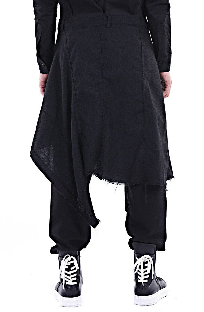 Harem Casual Jersey Pants with Wrap Skirt Panelled Flare Wrap Skirt Kilt