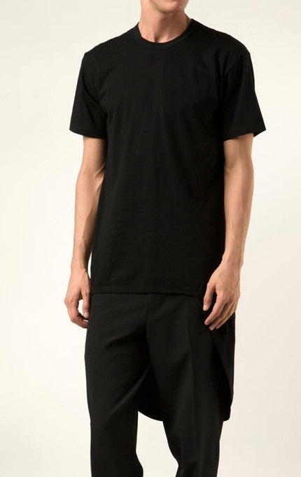 Short Sleeve Viscose Cotton Back Extended tee Feauturing a Round Neck and Long Tuxede Tail Tshirt