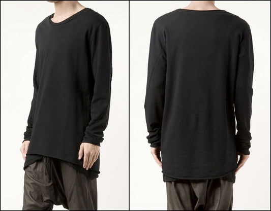 Black Layered Long Sleeve Round Neck Pullover Sweatshirt