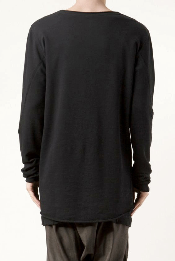 Black Layered Long Sleeve Round Neck Pullover Sweatshirt