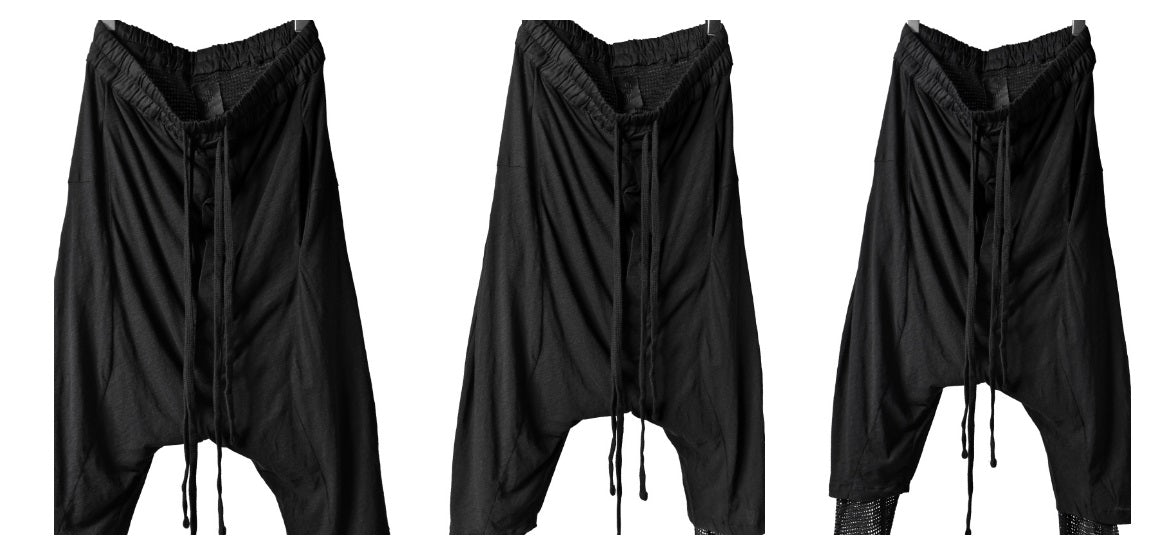 Men Low Crotch Trousers Jersey Layered MESH Pant-Capri