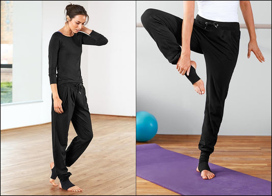 Activewear ! Sports Casual Yoga Fitness Leggings Trouser / Tights With Spats / Extra Long Leggings / Black Pant / Dance yoga wear-BB335