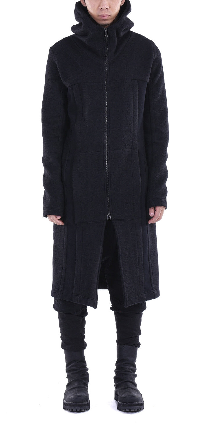 Black Relaxed-fit Oversized Overlong Hooded Zip Up Sweatshirt