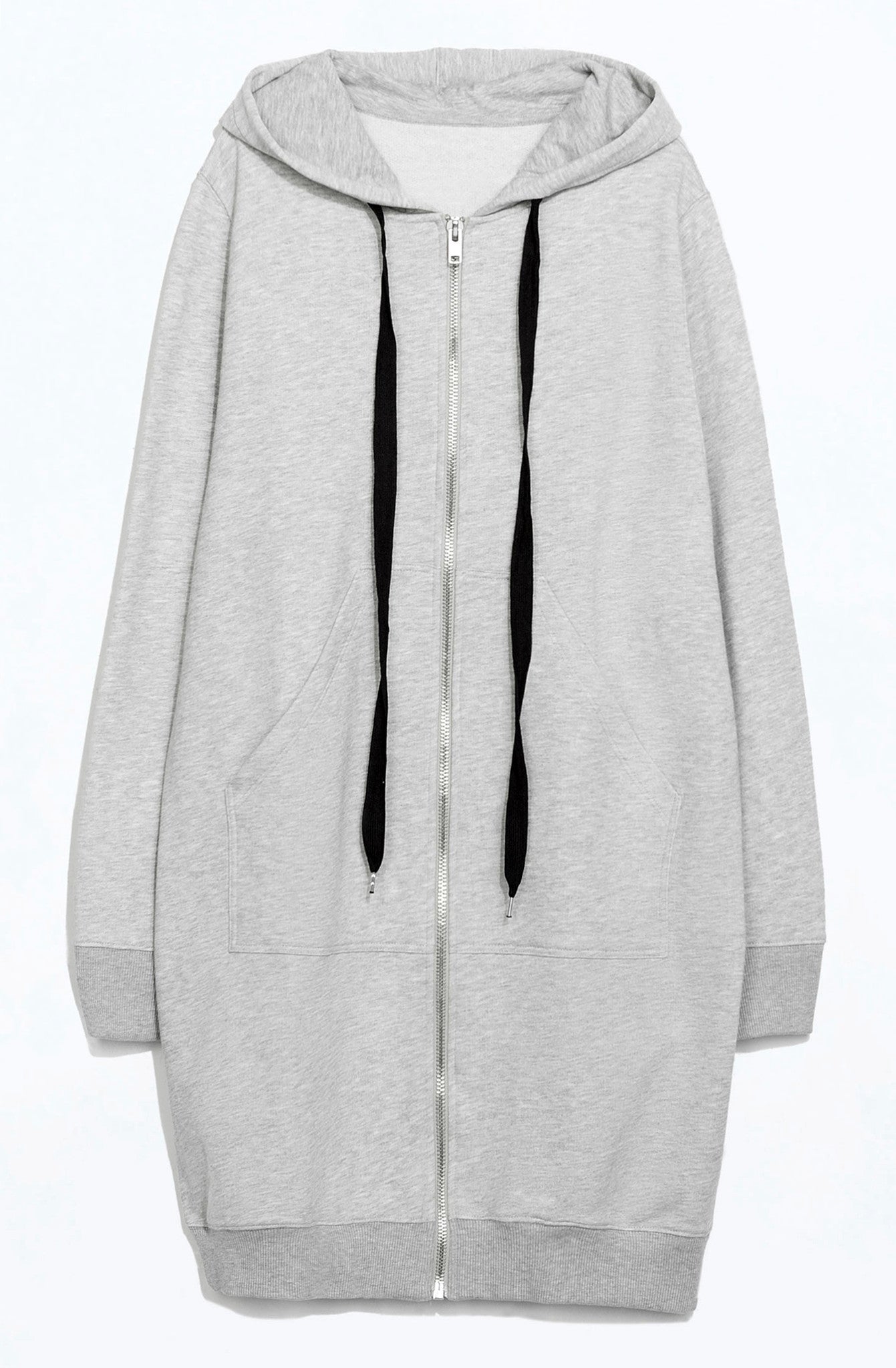 Gray Long Sweatshirt Overlong Oversized Essential Hoodie