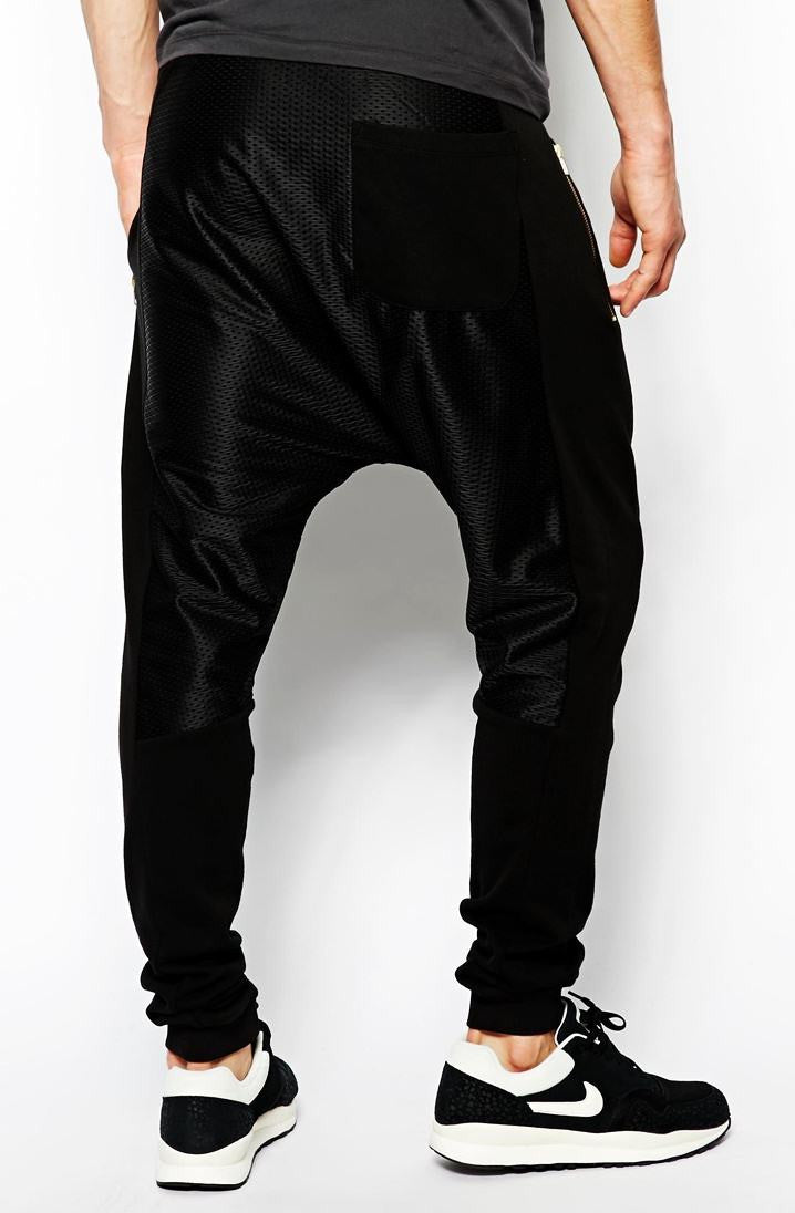 Men Drop Crotch Slim Fit Sweatpants Jogger With Mesh – Ofelya Boutique