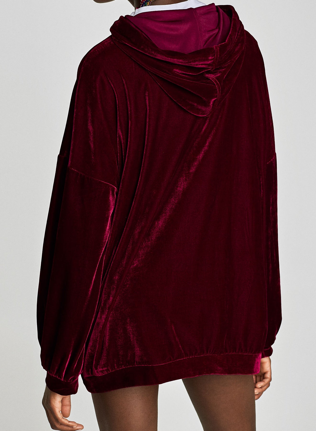 Velvet hoodie zara hot sale