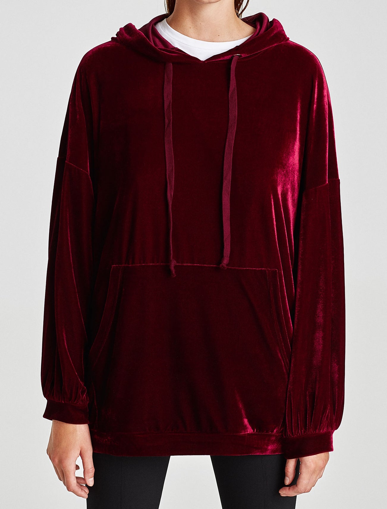 Unisex Oversized Burgundy Velvet Hoodie Pullover Premium Quality