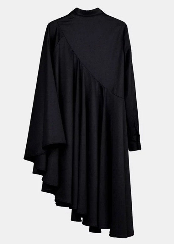 Bat Sleeve Loose Fit Cape-Style Blouse Shirt Asymmetrical pleated Skirt  Dress Tunic