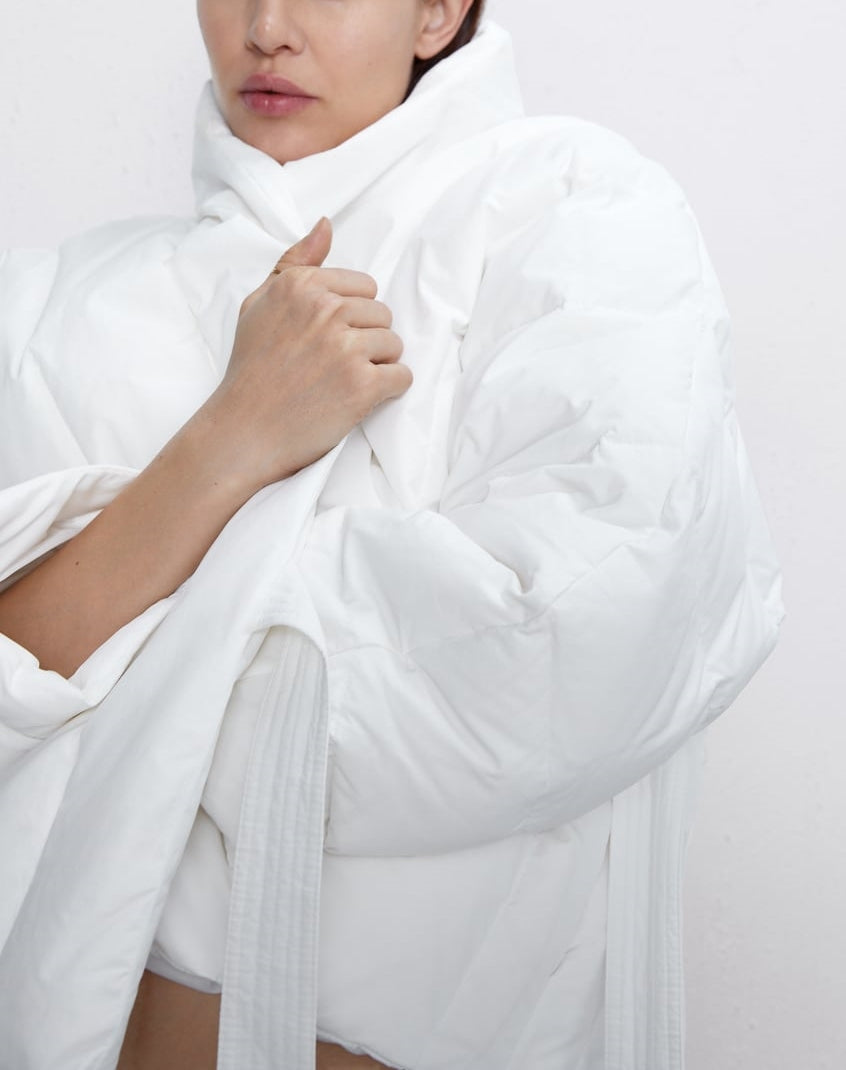 V-Collar Kimono Padded Coat Quilted / Loose KRUVAZE INFLATABLE JACKET