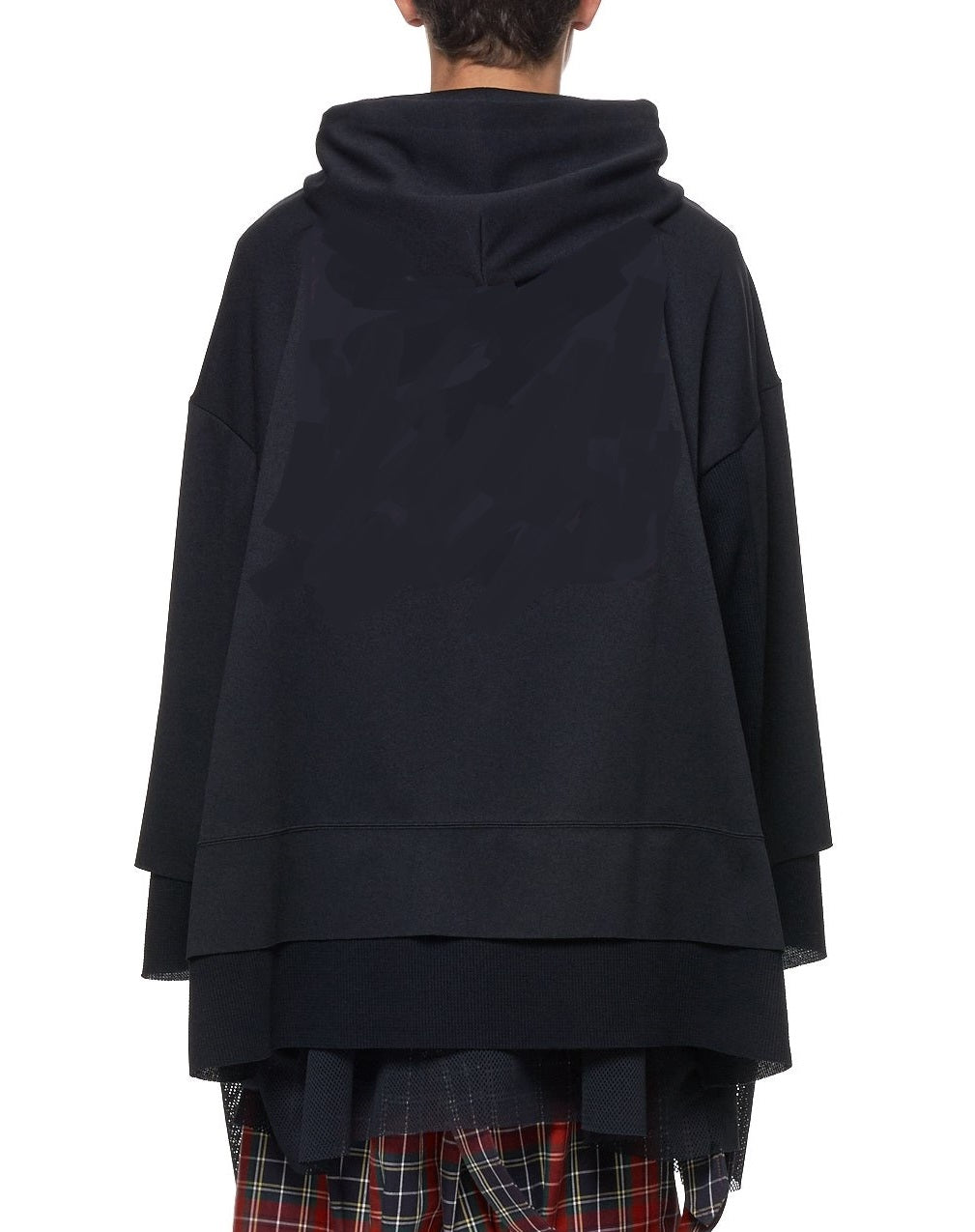 Mesh Hoodie Sweater in Black / Adjustable Hood Layer Over Mesh Triple ...