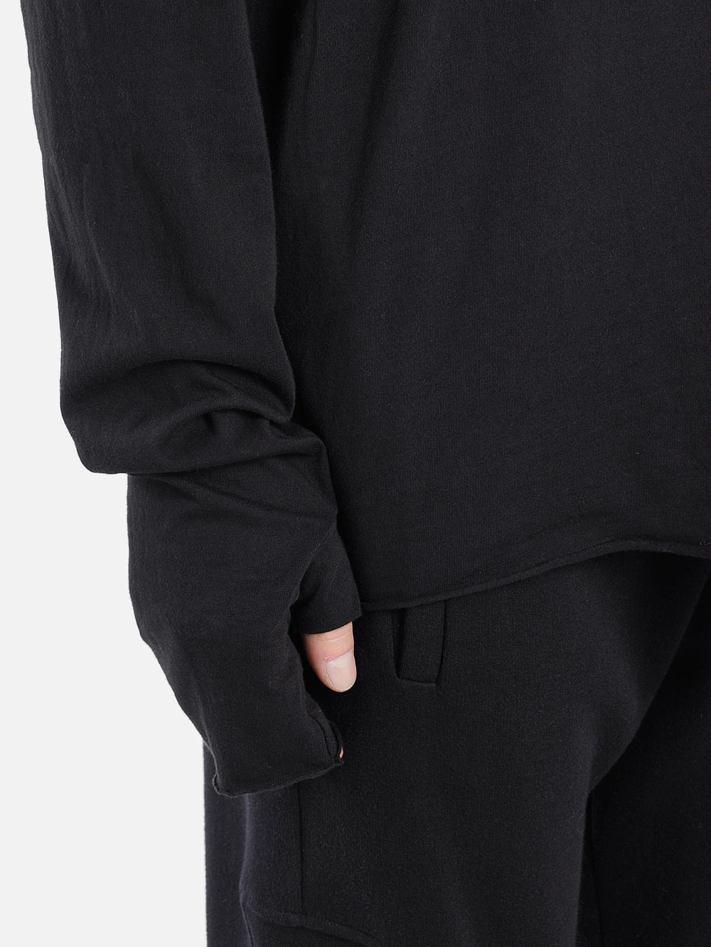 Men's Black Rooms Basic Long Sleeve Gloves Tee  // Asymmetric Zip Closure // Gloves Sleeve //  Sweatshirt