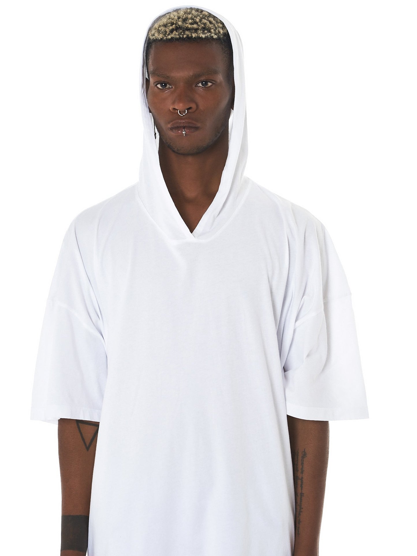 Oversized Overlong Hooded T-shirt , Short Sleeves