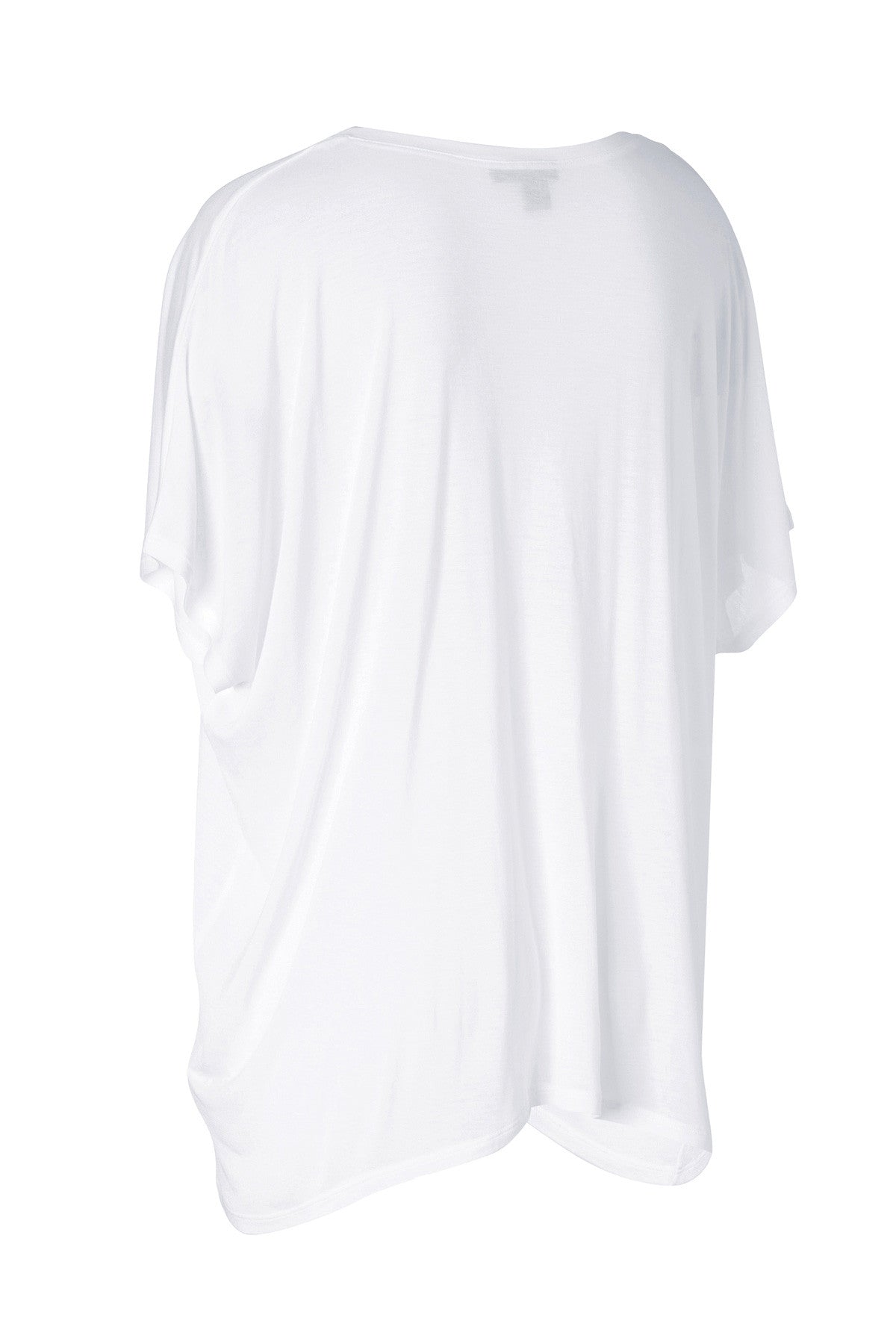 Basic Jersey Oversized T-Shirt in White & Black Asymmetric Cut for Women