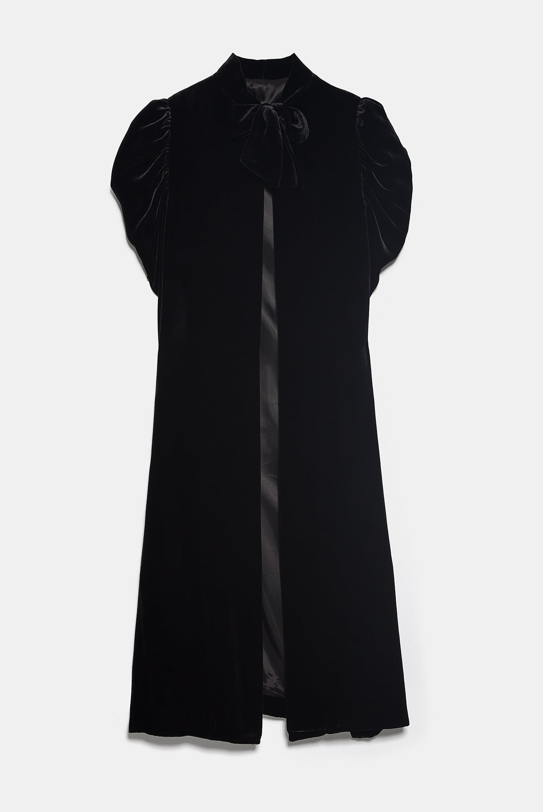 Women Asymmetrical Long Velvet Cape / with High Neck Front Tie Fasteni ...