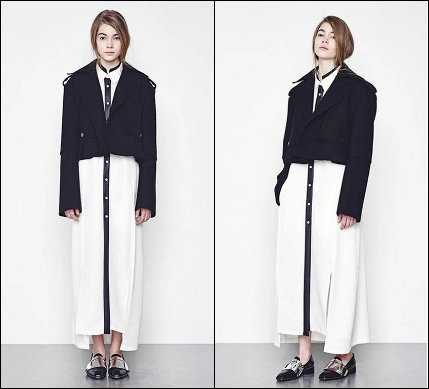 Winter Short Black Woolen Coat // Wool Long-Loose made oversized Sleeved Jacket Details