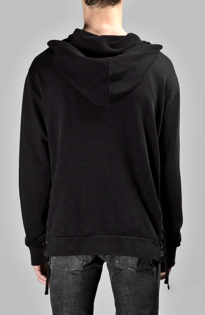 SIDE STRINGS Men's Black Hoodie /Big Hood / Oversized Sweatshirt