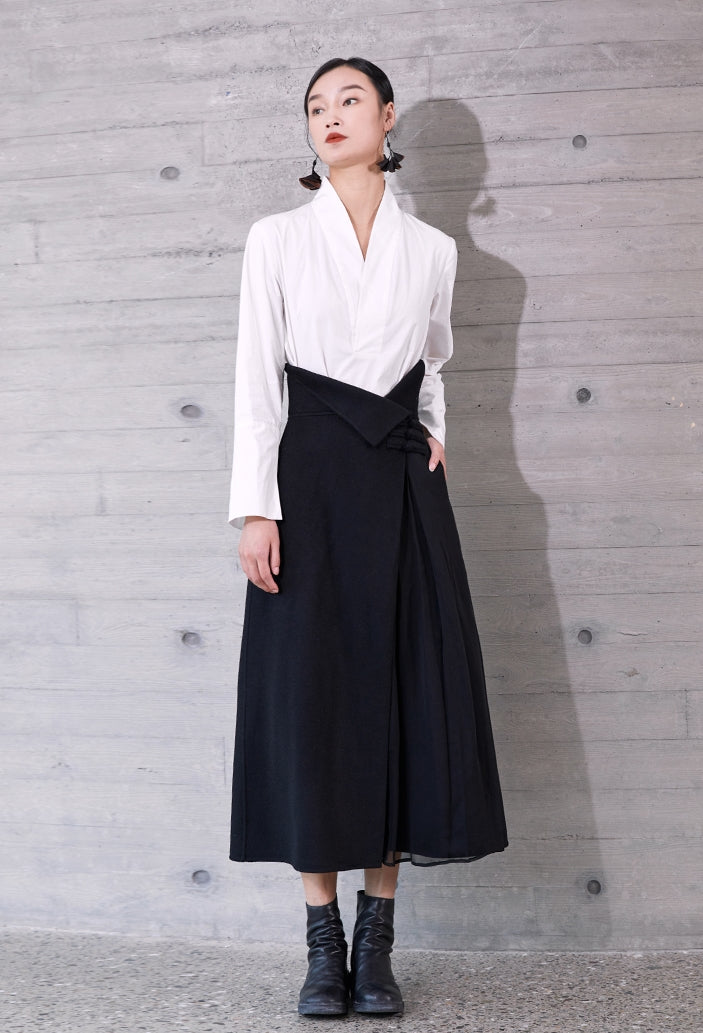 Japan exclusive pleated wrap midi outlet skirt