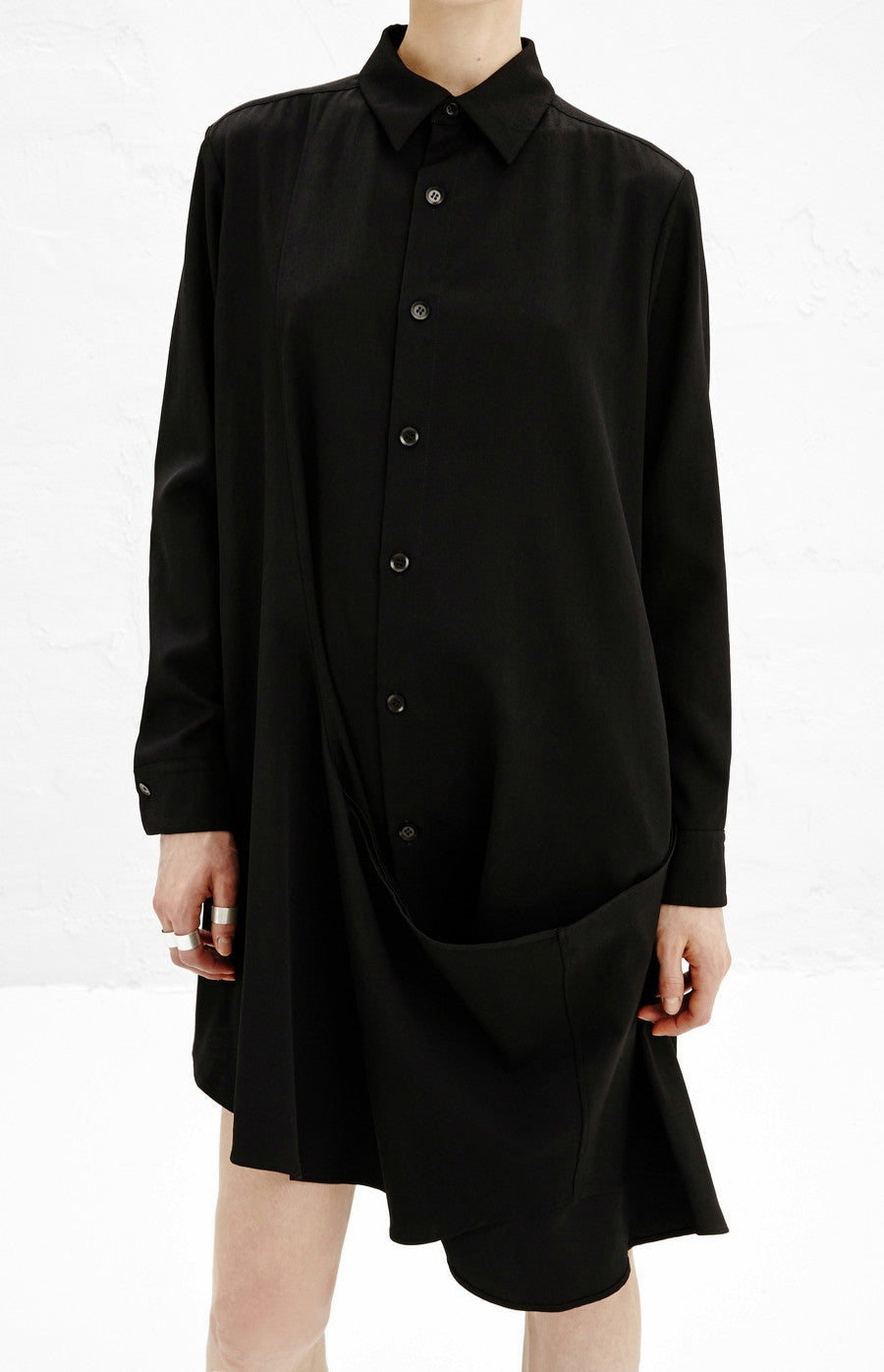 Crossover Buttoned Dress // Loose Fit Cape-Style Blouse Shirt